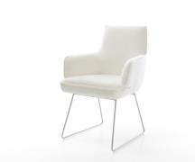 DELIFE Eetkamerstoel Heira-Flex met armleuning bouclé zacht beige slip...