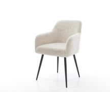 DELIFE Eetkamerstoel Greg-Flex pluchen crème-wit 4-poot conisch zwart ...