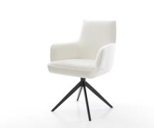 DELIFE Draaistoel Heira-Flex met armleuning bouclé zacht beige kruisfr...