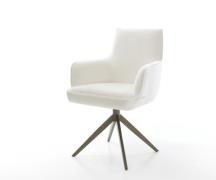 DELIFE Draaistoel Heira-Flex met armleuning bouclé zacht beige kruisfr...