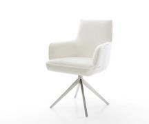 DELIFE Draaistoel Heira-Flex met armleuning bouclé zacht beige kruisfr...