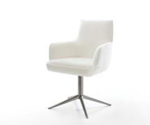 DELIFE Draaistoel Heira-Flex met armleuning bouclé zacht beige kruispo...