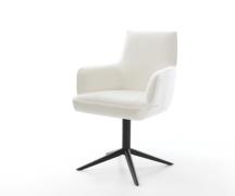 DELIFE Draaistoel Heira-Flex met armleuning bouclé zacht beige kruispo...