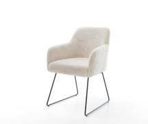 DELIFE Eetkamerstoel Greg-Flex pluchen crème-wit slipframe zwart pocke...