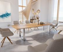 DELIFE Eettafel Edge Boot 300x120x2,5-3 eiken natuur roestvrij staal  ...