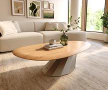 DELIFE Salontafel Edge Oval 140x75 cm Eiken Naturel ronde rand Parabi ...