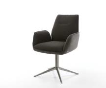 DELIFE Draaistoel Zoa-Flex materiaalmix zwart kruispoot grafiet 360° d...