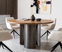 DELIFE Eettafel Adenza rond 140x140 cm acacia naturel metaal zwart ant...