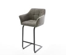 DELIFE Barstoel Yulo-Flex Bouclé zacht Mud Vrijkantelframe plat metaal...