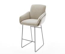 DELIFE Barstoel Luan-Flex Zachte Geweven stof Beige Sledeonderstel met...