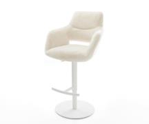 DELIFE Barstoel Yago-Flex Pluchen Crème-wit Draaivoet in hoogte verste...