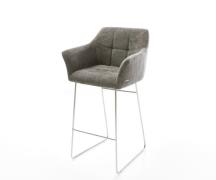 DELIFE Barstoel Yulo-Flex Bouclé zacht Mud Sledeonderstel roestvrij st...