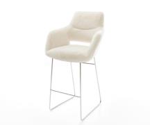 DELIFE Barstoel Yago-Flex Pluchen Crème-wit Sledeonderstel roestvrij s...
