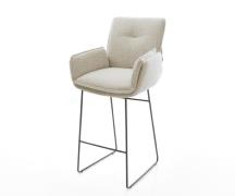 DELIFE Barstoel Nela-Flex Zachte Geweven stof Beige Sledeonderstel met...