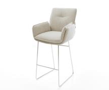 DELIFE Barstoel Nela-Flex Zachte Geweven stof Beige Sledeonderstel roe...