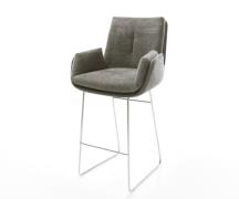 DELIFE Barstoel Clea-Flex Bouclé zacht Mud Sledeonderstel roestvrij st...