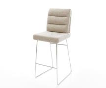 DELIFE Barstoel Pela-Flex Zachte Geweven stof Beige Sledeonderstel roe...