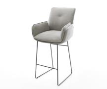 DELIFE Barstoel Nela-Flex Zachte stof met structuur Grijs Sledeonderst...