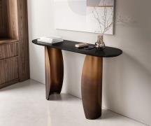 DELIFE Consoletafel Solena 135x40 cm marmer zwart zilver metaal goud f...