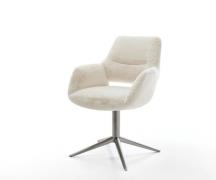 DELIFE Draaistoel Yago-Flex met armleuning pluchen crème-wit kruispoot...