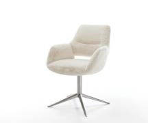 DELIFE Draaistoel Yago-Flex met armleuning pluchen crème-wit kruispoot...