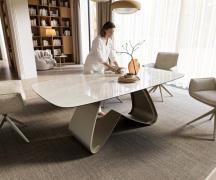 DELIFE Eettafel Edge boot 200x100 cm keramiek Onyx Champagne W-onderst...