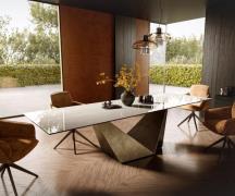 DELIFE Eettafel Edge 300x100 cm keramiek Onyx Champagne Prisma metalli...