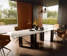 DELIFE Eettafel Edge 300x100 cm keramiek Onyx Champagne Pilier roestvr...