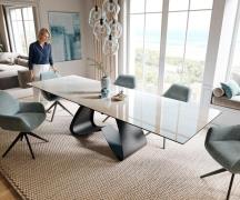 DELIFE Eettafel Edge 200-300x100 cm keramiek Onyx Champagne W-onderste...