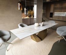 DELIFE Eettafel Edge 300x100 cm keramiek Onyx Pearl Prisma metallic go...