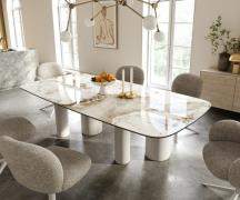 DELIFE Eettafel Edge Boot 240x120 cm Keramiek Minas Melange Wit-Beige ...