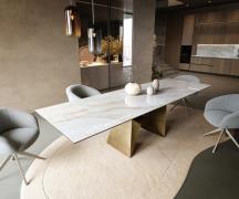 DELIFE Eettafel Edge 300x100 cm keramiek Onyx Pearl Origami metallic g...