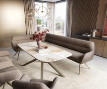 DELIFE Eetkamerbank Taya-Flex 285x190 cm zachte stof met structuur tau...