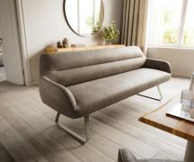 DELIFE Eetkamerbank Taya-Flex 200 cm microvelours taupe vintage platte...