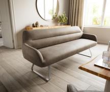 DELIFE Eetkamerbank Taya-Flex 200 cm microvelours taupe vintage platte...