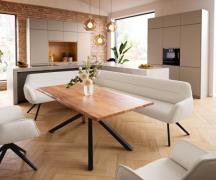 DELIFE Eetkamerbank Taya-Flex 285x190 cm bouclé crème-wit hoekig kruis...