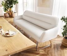 DELIFE Eetkamerbank Taya-Flex 200 cm bouclé crème-wit platte sledebasi...