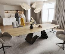 DELIFE Eettafel Edge Boot 200-300x120 cm Keramiek Laminam® Sabbia Eich...