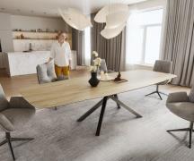 DELIFE Eettafel Edge Boot 200-300x120 cm Keramiek Laminam® Sabbia Eich...