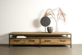 Tv meubel Livorno 200 cm | Gerecycled teak &amp; metaal