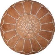 Leren Poef - natuurlijk bruin - Handgemaakt - Gevuld geleverd - Poufs&...