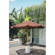 Handgeknoopte Parasol bruin met ronde afwerking