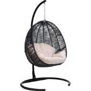 Egg Hangstoel Florino Antraciet - Incl. Frame & Beige Kussen