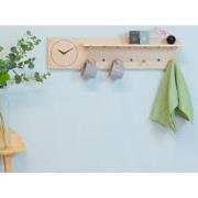 Furniteam - Pegboard-organizer met Klok en Opbergvak Naturel