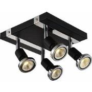 ROBUS square spot 4xGU10 5W LED incl. zwart/chroom