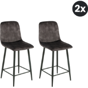 2x Barkruk Jax - Velvet Antraciet (Set van 2)