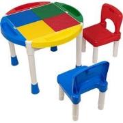 Decopatent® - Kindertafel met 2 Stoeltjes - Speeltafel met bouwplaat e...