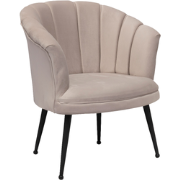 Luxe Velvet Schelp Fauteuil Mila Crème | Zwarte Poten