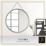 LW Collection LW Collection Wandspiegel met touw zilver rond 50x50 cm ...