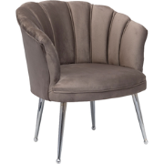 Luxe Velvet Schelp Fauteuil Mila Mokka | Zilveren Poten